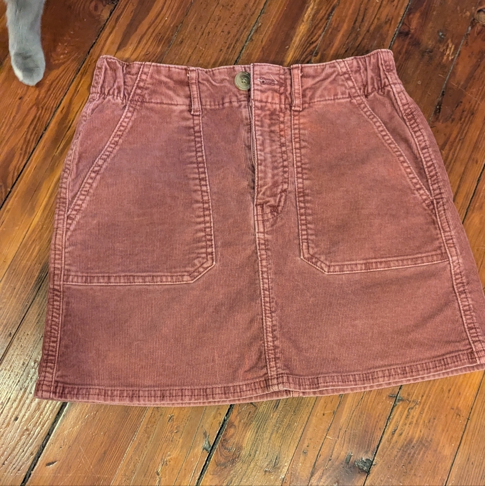 Corduroy Mini Skirt in Dusty Rose
